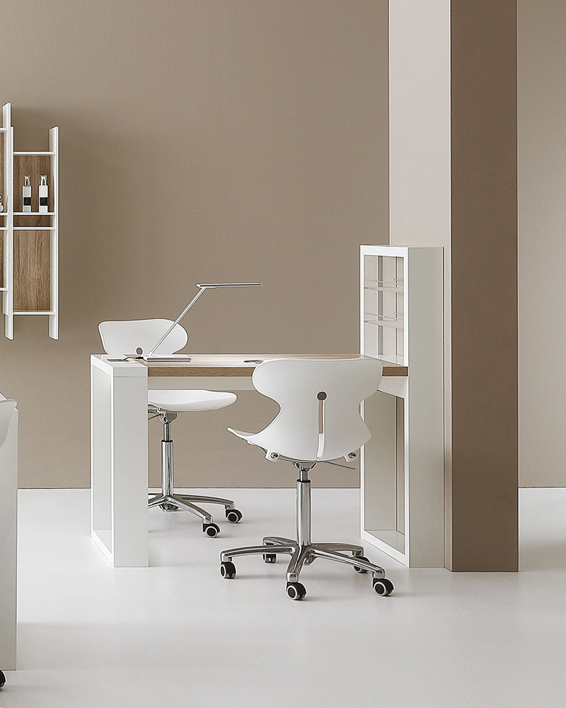 Living - Valge maniküüritöölaud LED-valgusega - Sisseehitatud riiul - Imiga
