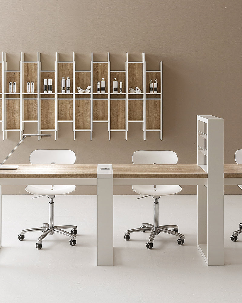 Living - Valge maniküüritöölaud LED-valgusega - Sisseehitatud riiul - Ilma imita